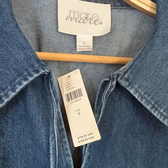 Mare Mare Anthro Blue Denim Puff Sleeve Top - Picture 2 of 2